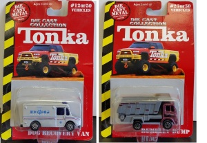 TONKA #12 'Dog Recovery Van'  and #27 Dumplin Dump. Die Cast Metal collection.  Set of 2 models. Sealed (New).